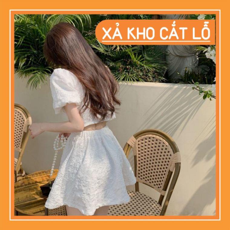 [Quần Áo Hot] Đầm nữ cổ chữ V họa tiết dập nổi thanh lịch ngọt ngào nữ tính | BigBuy360 - bigbuy360.vn