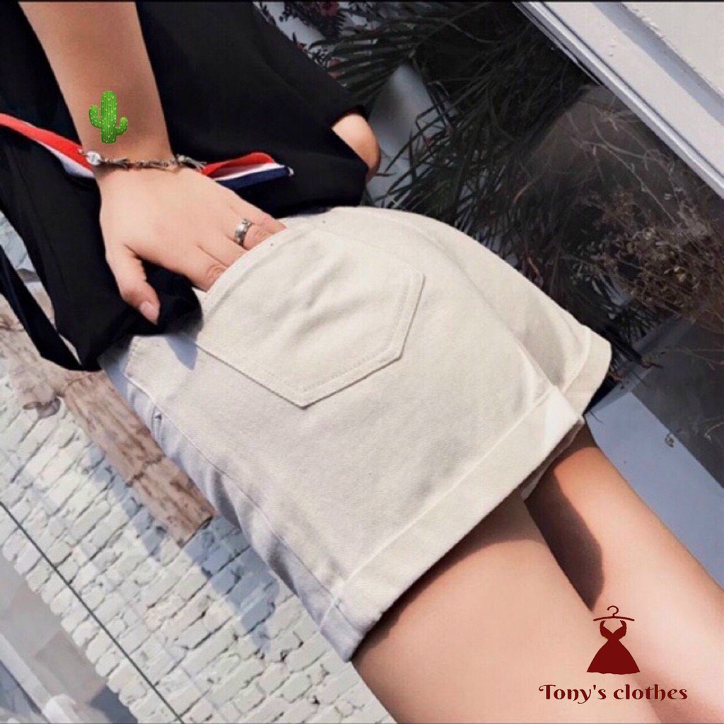 Quần short trắng đen nữ vải kaki jean co giãn lưng cao hàn quốc lật gấu cạp cao | BigBuy360 - bigbuy360.vn