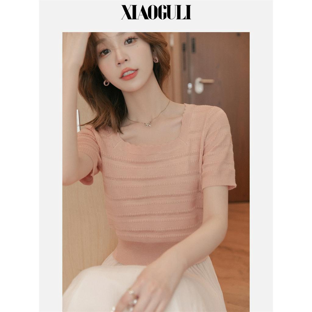 Áo Thun Ngắn Tay Cổ Vuông Phối Ren Thiết Kế Ngọt Ngào Thời Trang Cho Nữ