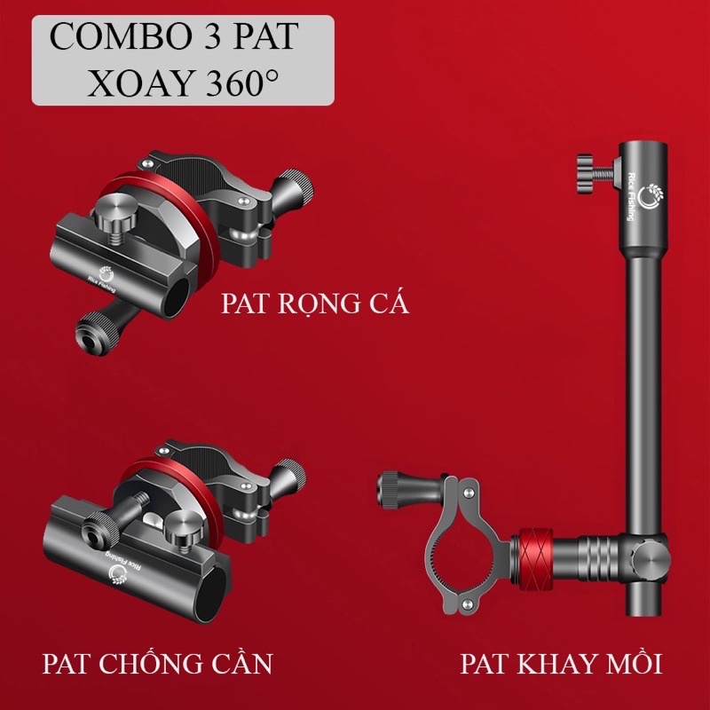 Pass rọng cá - Pat chống cần - Pat khay mồi - Pat đèn hợp kim cao cấp Rice Fishing xoay 360° LK-17
