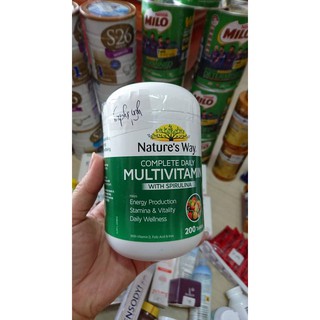 Vitamin Tổng Hợp Kết Hợp Tảo Biển Nature’s Way Complete Daily Multivitamin & Spirulina 200 Viên Của Úc