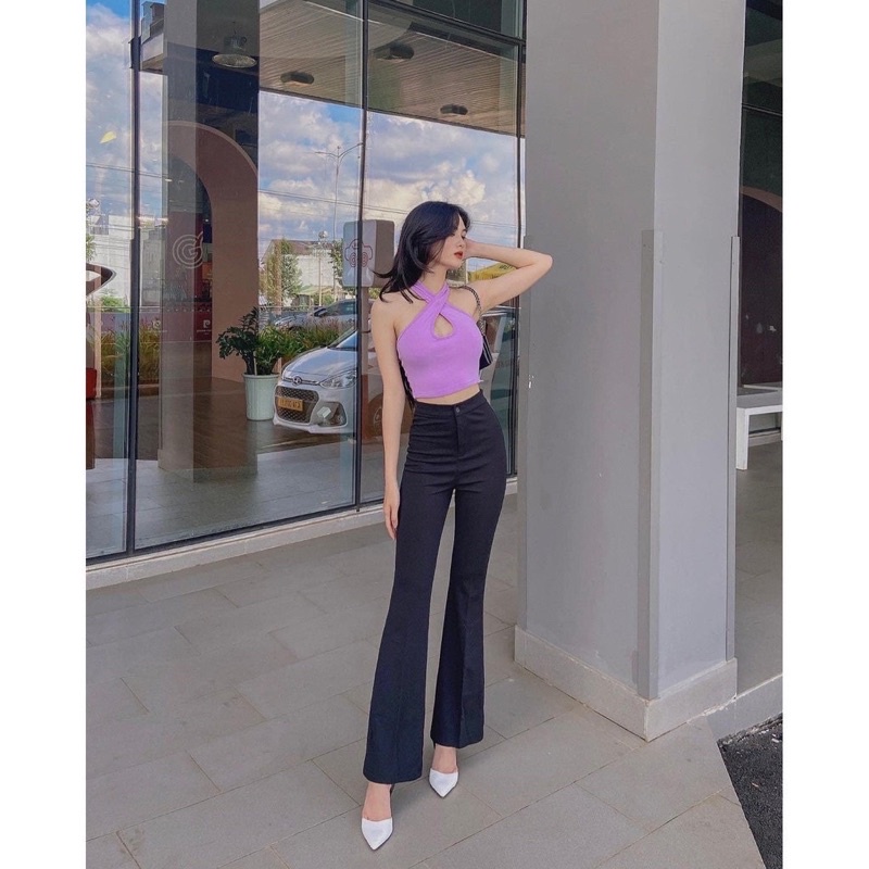 Quần tây nữ lưng cao 1 cúc, ống loe siêu dài 98cm chất tuyết mưa Vitex cao cấp may kỹ 4 màu siêu xinh