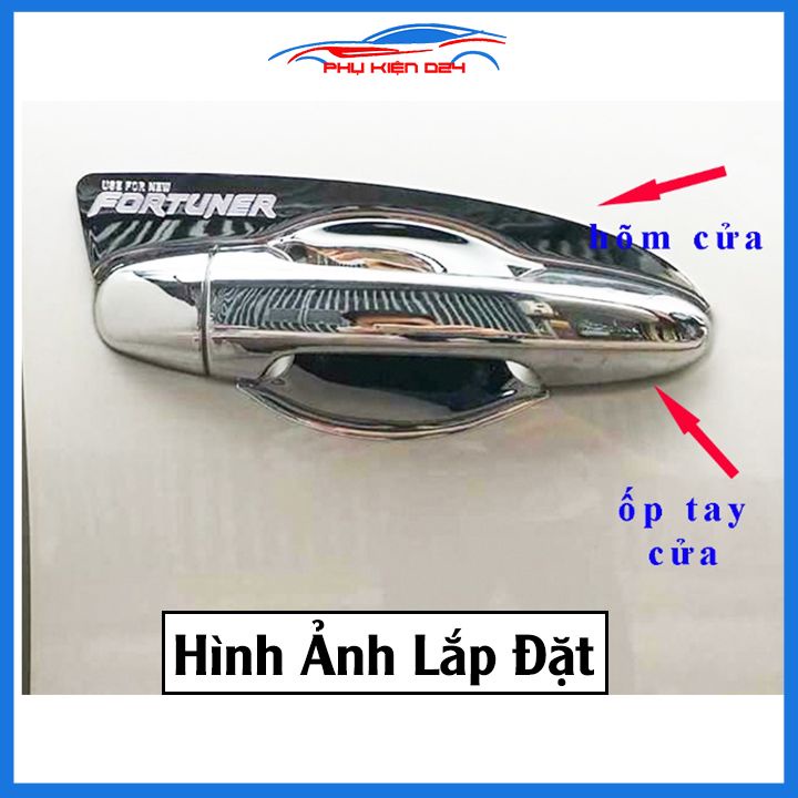 Ốp tay hõm Fortuner 2017-2018-2019-2020-2021-2022-2023 vân carbon, mạ crom chống trầy bảo vệ cửa xe ô tô