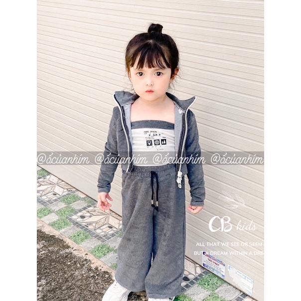 Set bộ tăm nhung lông kèm áo quây cho bé gái