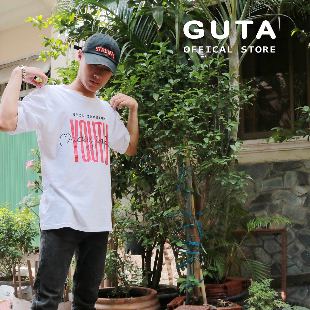 Áo thun tay lỡ GUTA dáng Unisex form rộng phong cách Ulzzang in chữ GT2 | BigBuy360 - bigbuy360.vn