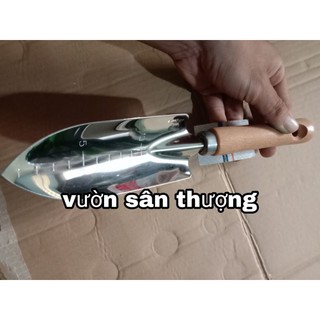 Xẻng Inox Cán Gỗ Cầm Tay (1 cái) Có Chia Vạch cm C-Mart  A0709, Vừa Tay dài tầm 28cm