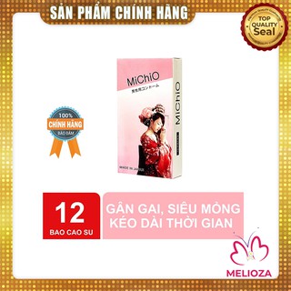 Bao Cao Su Michio [CỌ XÁT THÚ VỊ] Nhật Bản, gân gai, kéo dài thời gian BCS015 (hộp 12 cái)