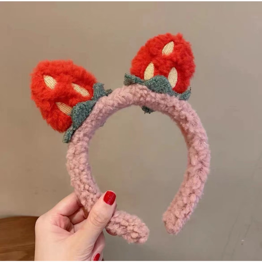 Băng đô cài tóc hình dâu tây phong cách Mori ba chiều dễ thương cho nữ