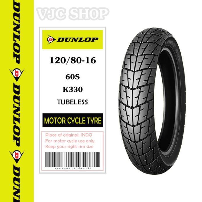 Lốp (vỏ) xe Honda SH 125 trước 100/80-16 TL + sau 120/80-16 TL Dunlop K330 chính hãng _ Lốp Trung Thành