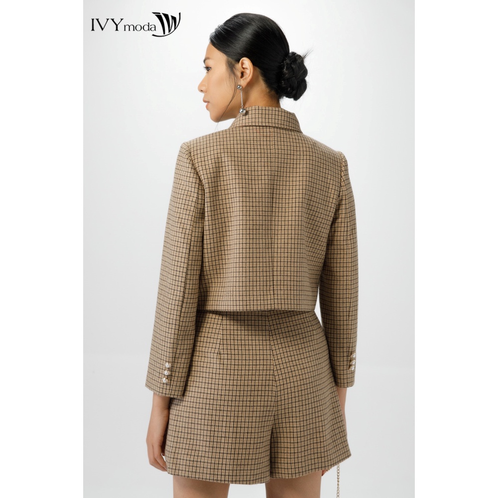 Áo khoác dạ kẻ nữ IVY moda MS 70M7094