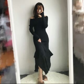 Váy len trễ vai (ảnh thật)