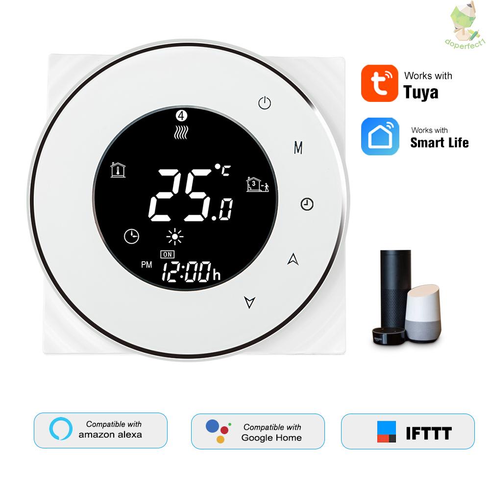 THP6000-UHPW Electric Heating Thermostat Smart WiFi Digital Temperature Controller Tuya/SmartLife APP Control Backlit LCD Display Programmable Voice Control Compatible with Amazon Echo/Google Home/Tmall Genie/IFTTT 16A AC95-240V