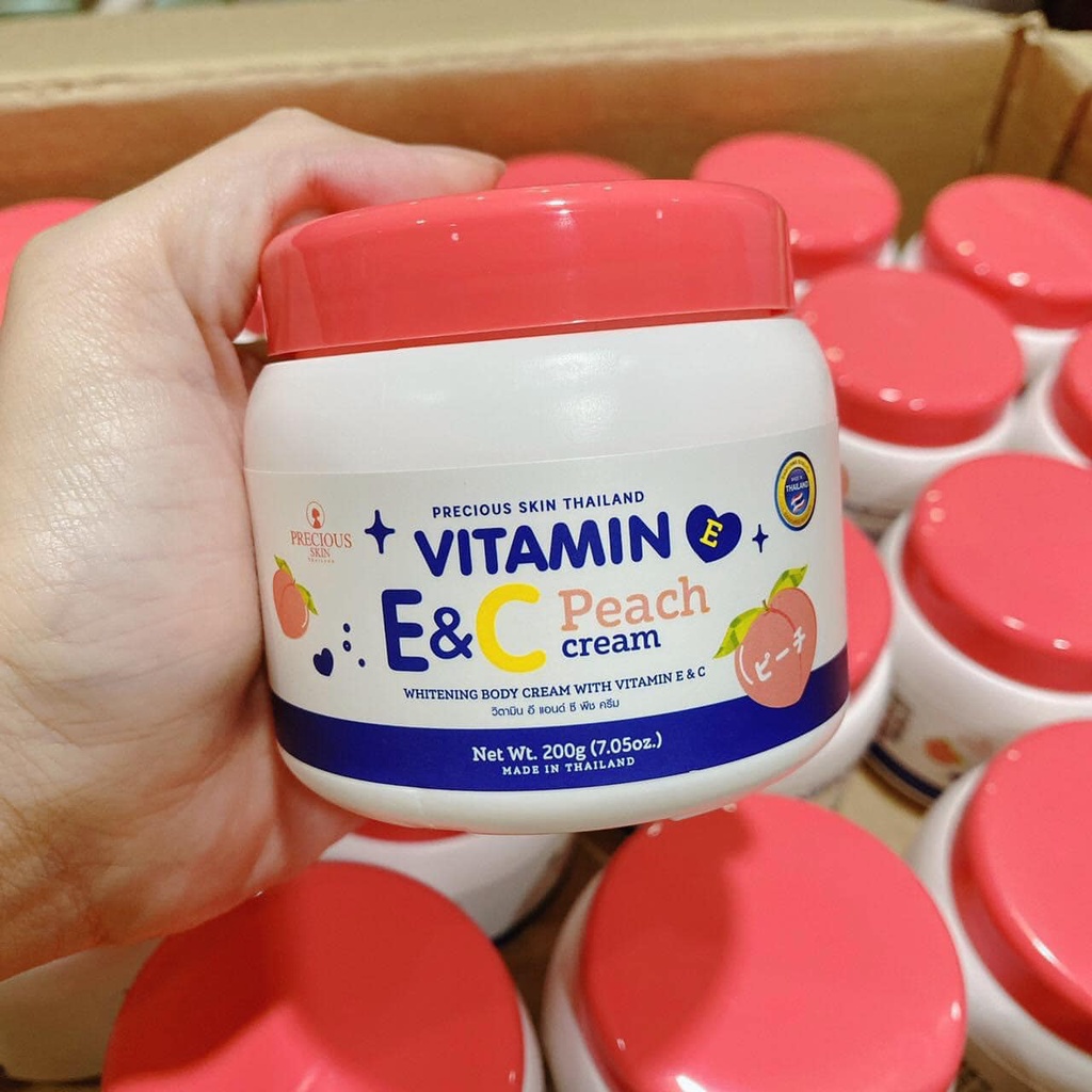 Kem body Vitamin E & C Peach Cream 200g Thái Lan