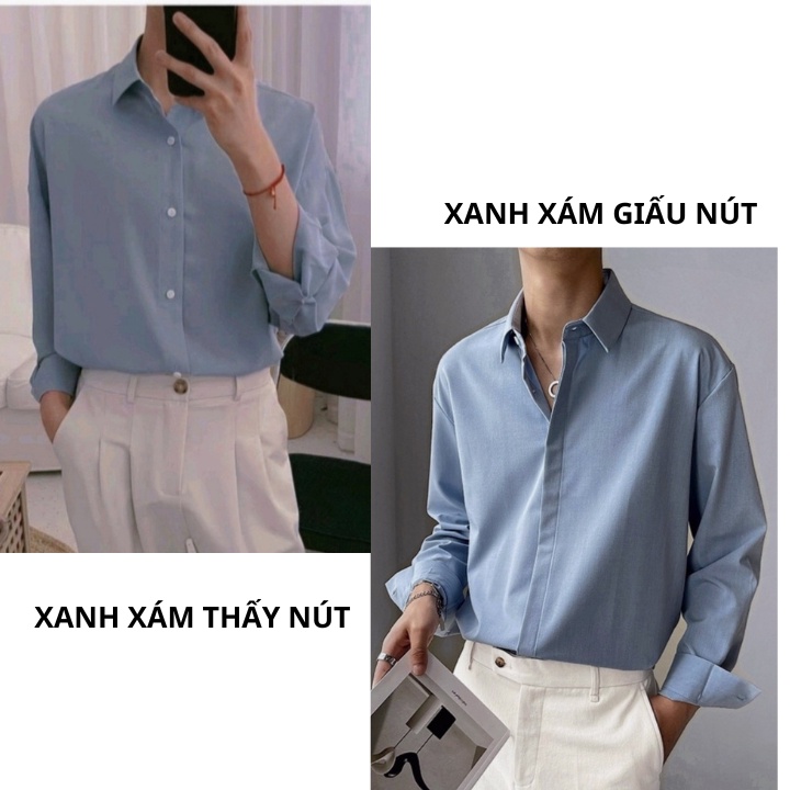 Áo sơ mi form rộng tay dài unisex nam nữ phong cách hàn quốc trẻ trung vải lụa mềm mịn mát ít nhăn-SMD08