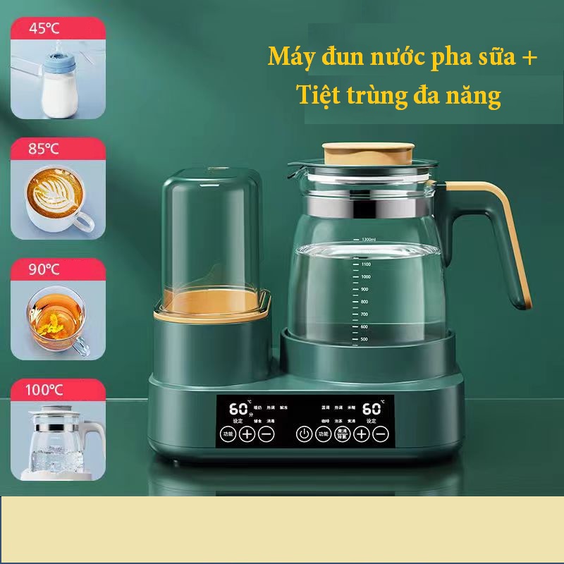 Máy đun nước pha sữa kèm TIỆT TRÙNG bình sữa, hâm sữa đã năng cho bé, Máy 3in1 tiện lợi pha sữa cho trẻ