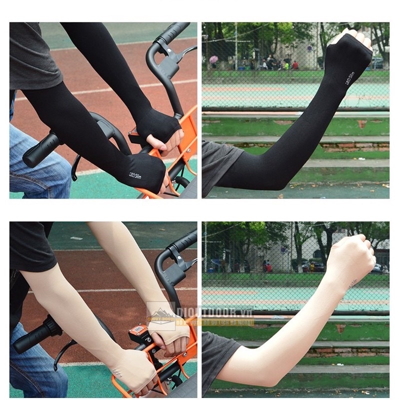 Găng tay chống nắng xỏ ngón Hàn Quốc vải siêu co giãn, Bao tay chống nắng Nam Nữ