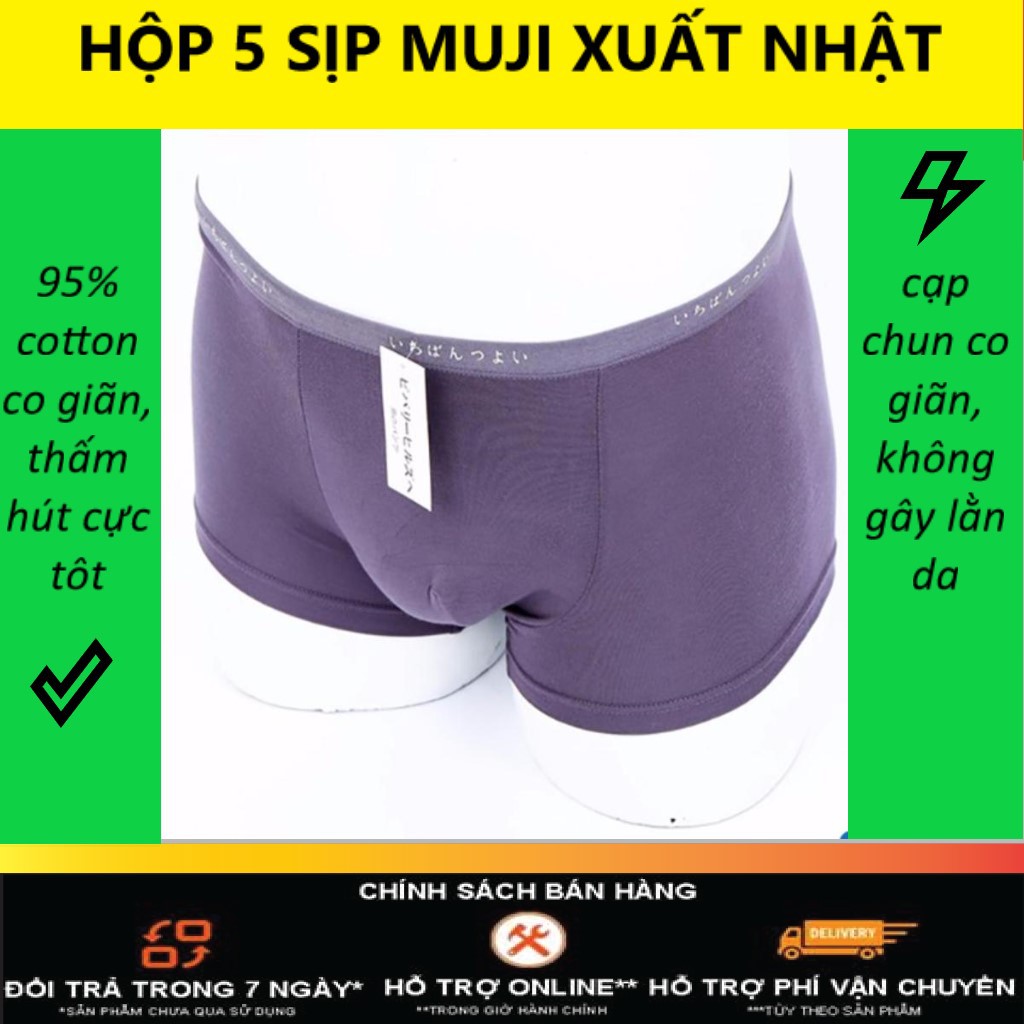 HỘP 5 QUẦN SỊP ĐÙI NAM CHẤT COTTON CO GIÃN SIÊU THOÁNG