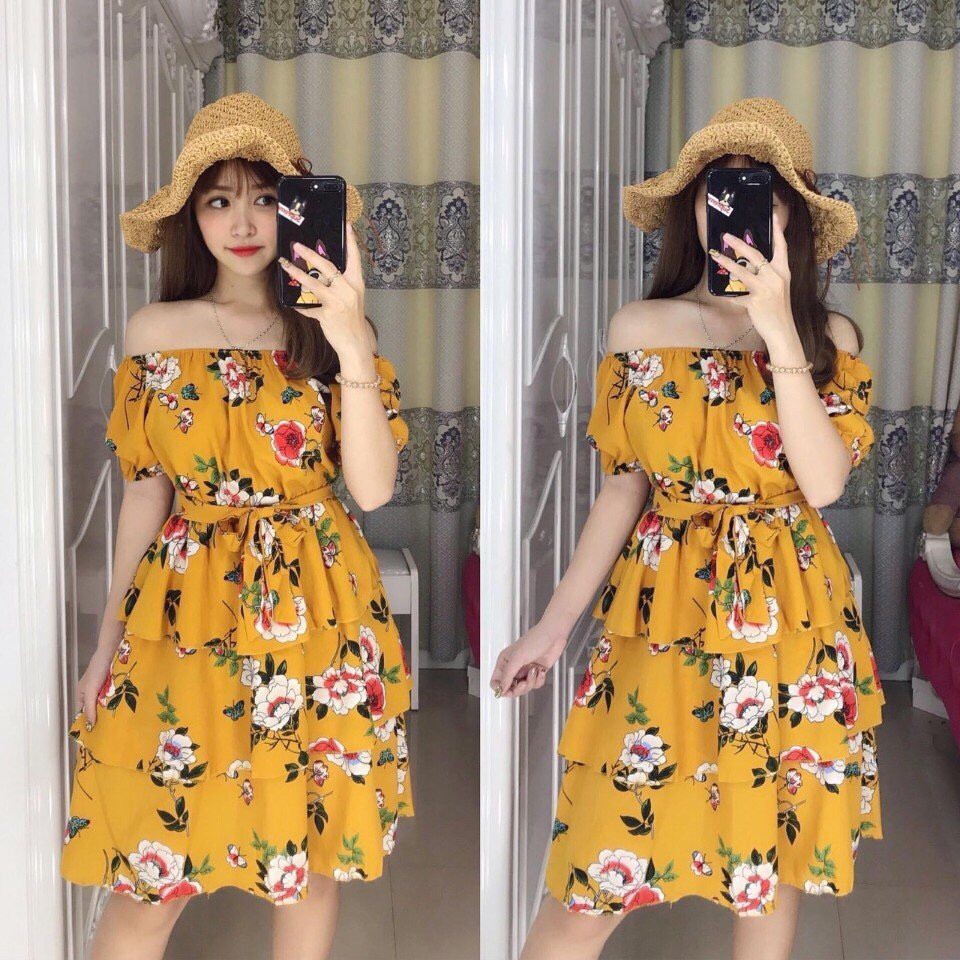 Đầm trễ vai tầng