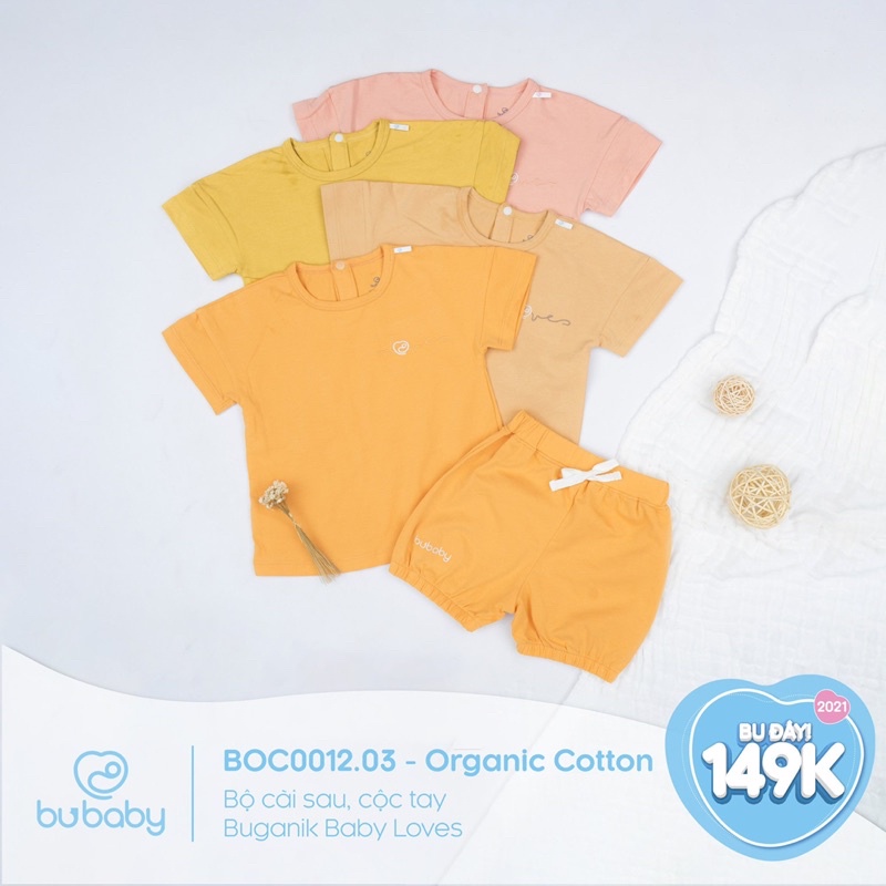 Bộ cài sau cộc tay Buganik Baby Loves