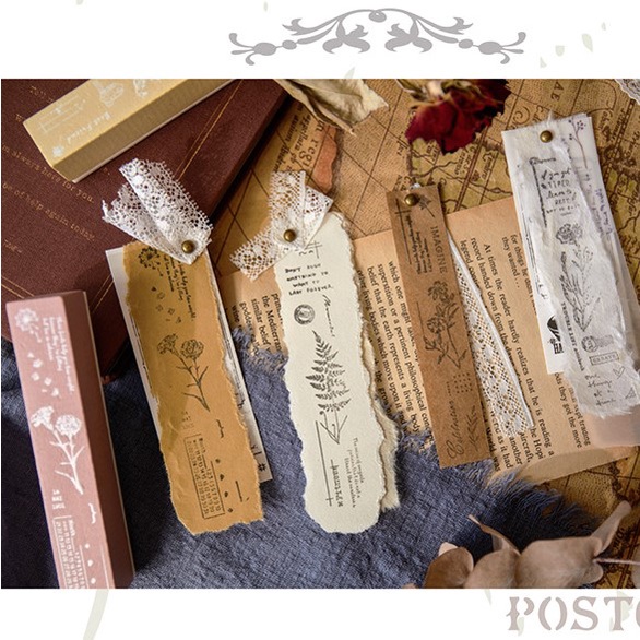 [Stamp] Con dấu gỗ in hình hoa cẩm chướng, lá cây dương xỉ phong cách vintage cổ điển trang trí bullet journal