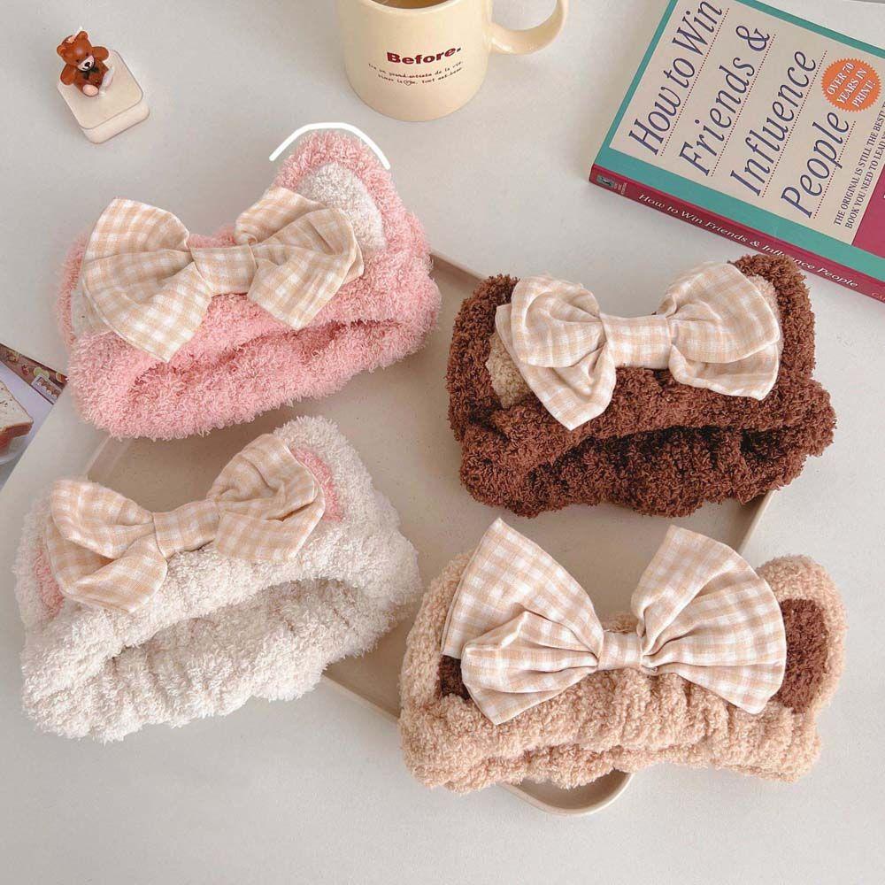 Băng Đô Cài Tóc Co Giãn Hình Tai Thỏ Bằng Vải Lông Dễ Thương