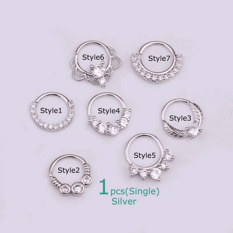 Khuyên Xỏ Mũi 8mm Phối Đá Lấp Lánh Cá Tính Thời Trang