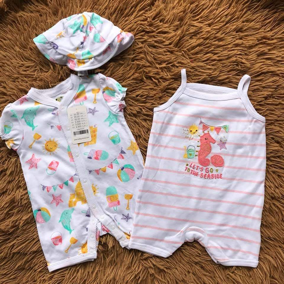 Set 2 romper + nón cho bé