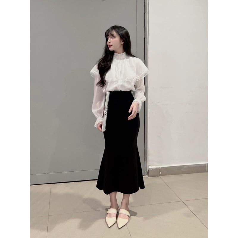 Chân váy đuôi cá , chân váy dài màu đen chất thun zip co giãn 4 chiều phong cách Hàn Quốc phom cực xinh - Ruby design