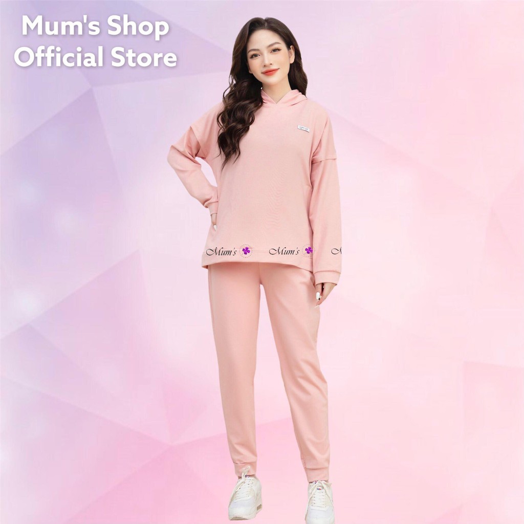 Đồ bộ bầu 😍 FREESHIP 😍 BSS077 Bộ nỉ da cá trơn có mũ dài tay