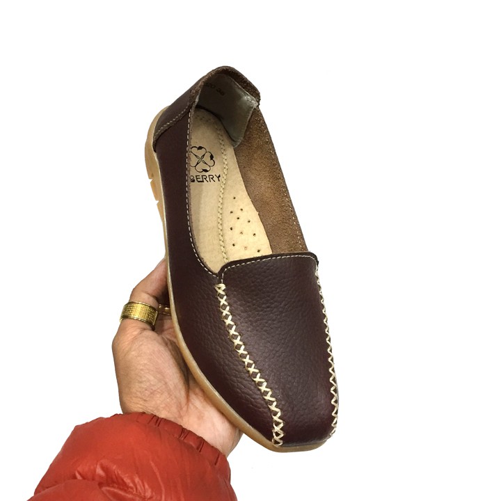 Giày Bệt Nữ Moca Da Bò Thái Lan Chuyên Đi Bộ BERRY Shoes LK82-020 | BigBuy360 - bigbuy360.vn