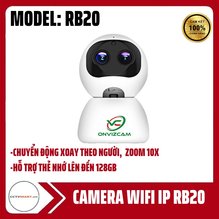 Camera Wifi Trong Nhà Model: RB20- Ống kính 2.0Mp *2 1920*1080 Mpx cho hình ảnh sắc nét - Hồng ngoại quan sát ban đêm