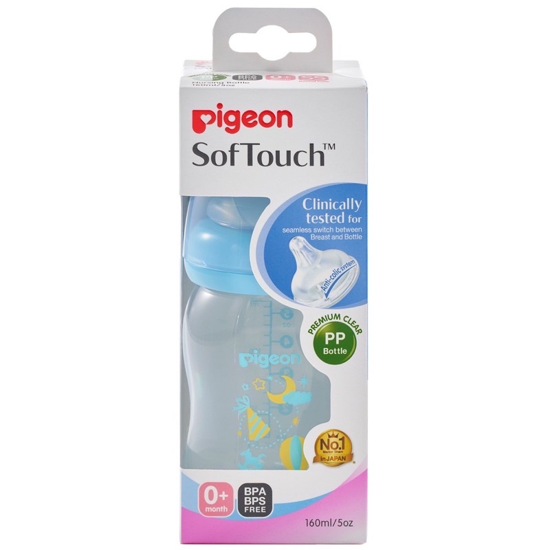 Bình sữa Pigeon PP Plus hoạ tiết Xanh/Hồng 160ml, 240ml