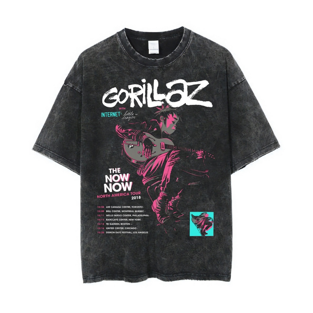 Áo Thun Oversized Tâm Lý Gorillaz | Đá Rửa Đá | Ban Nhạc Áo | Áo Thun Oversize | Phong Cách Cổ Điển | Áo