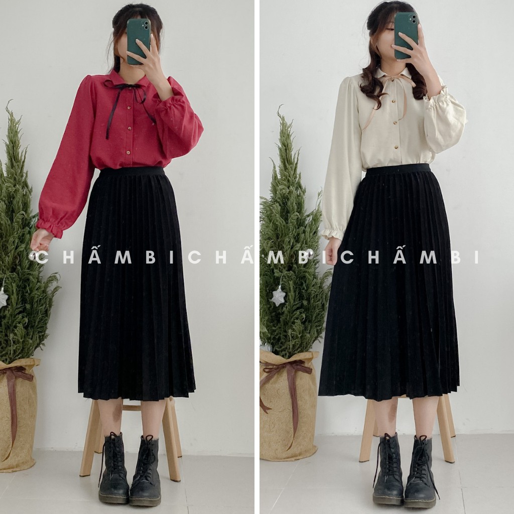 Áo Sơ Mi Tay Bồng Cô Thắt Nơ Siêu Xinh - A.079 | BigBuy360 - bigbuy360.vn