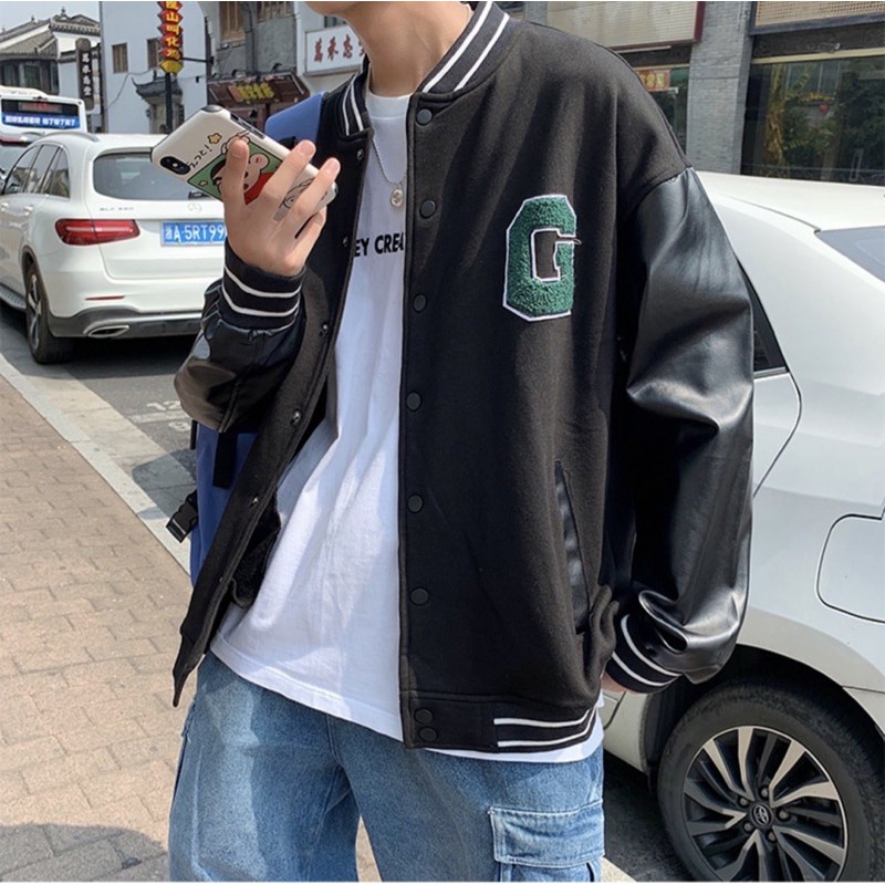 [Mã WASTMAY giảm 15% tối đa 30K đơn 150K] [Order taobao Áo khoác bomber phối tay da unisex ullzang | BigBuy360 - bigbuy360.vn