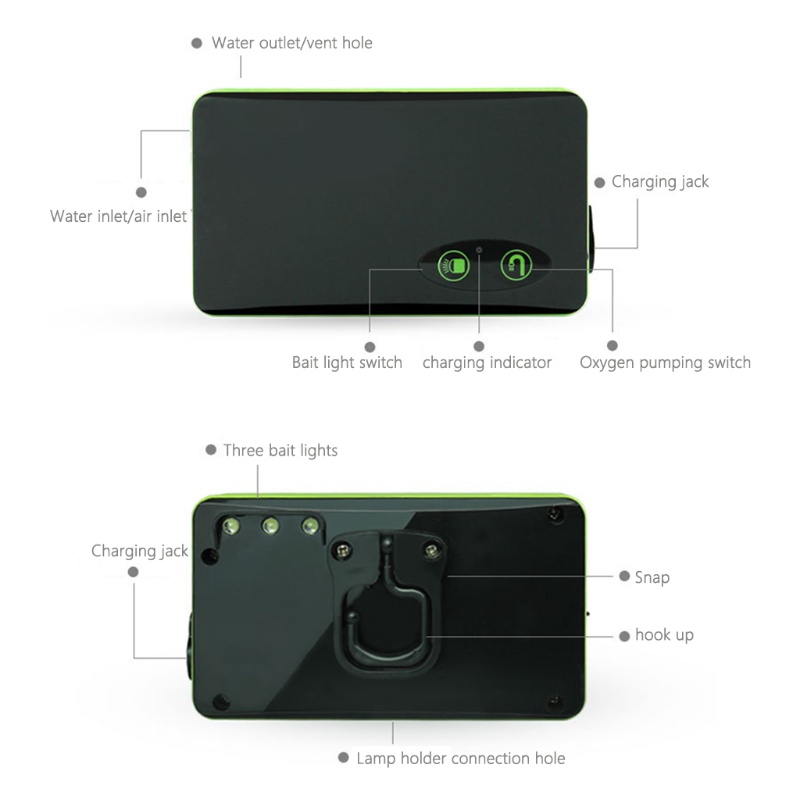 Máy Bơm Oxy Siêu Nhẹ Cho Đèn LED Câu Cá Thông Minh