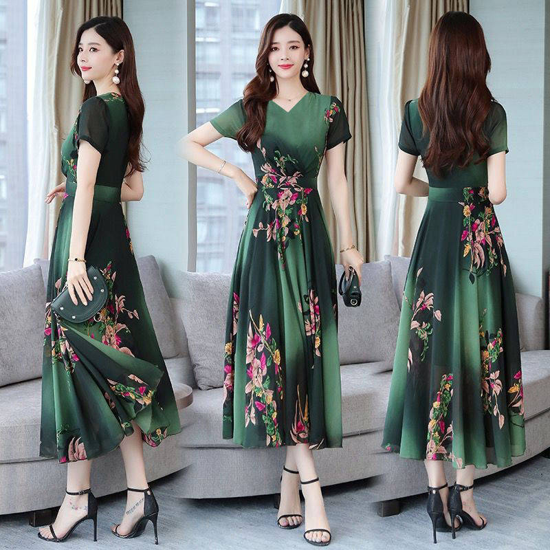 Đầm Lụa Dáng Xòe In Họa Tiết Thời Trang Xuân Hè 2021 Cho Nữ | BigBuy360 - bigbuy360.vn