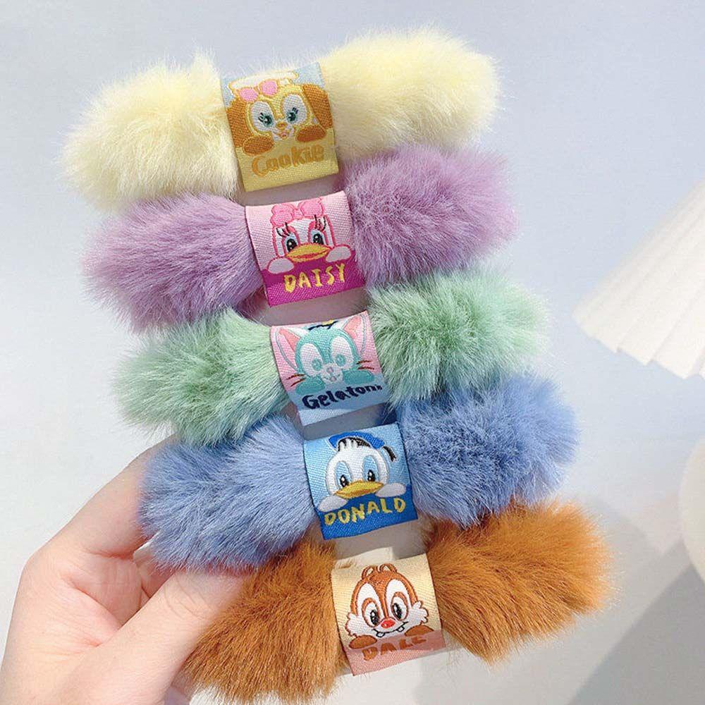 TWINKLE Dây Cột Tóc Lông Nhung Mềm Mại Co Giãn Hình Chú Sóc / Hoa Cúc Thời Trang