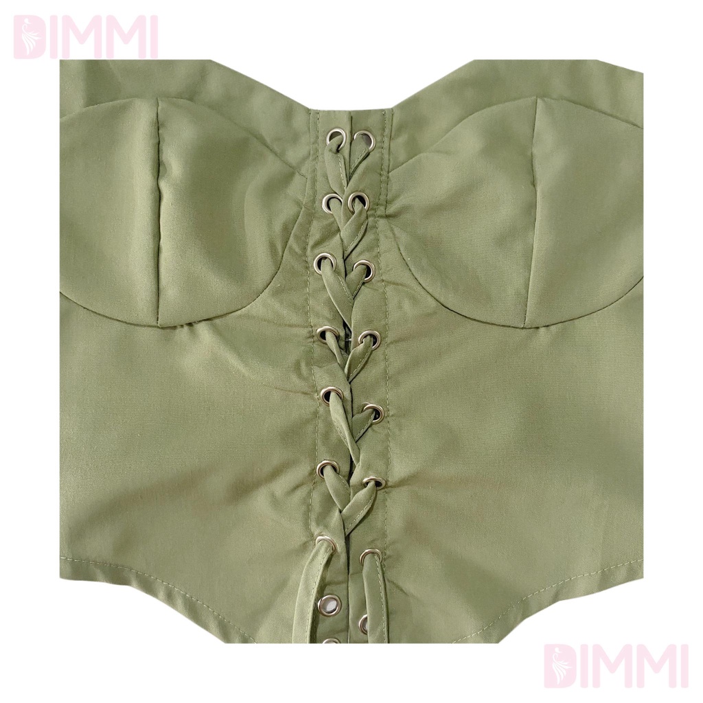 Áo Corset Đan Dây Xanh Olive