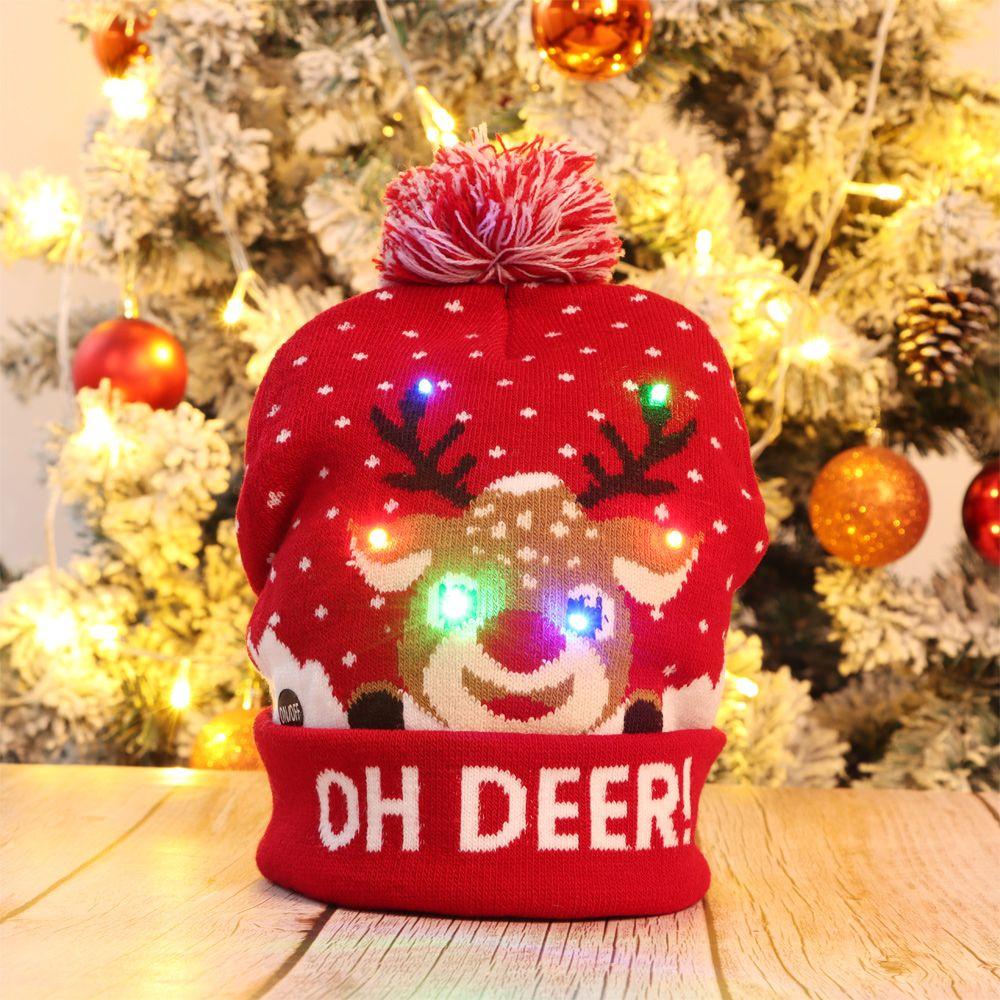 NIUYOU Mũ beanie Giáng Sinh Có Đèn Led