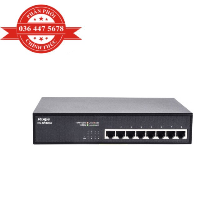 Thiết Bị Chuyển Mạch 8 Cổng 10/100/1000 Base-T Unmanaged Switch RUIJIE RG-S1808G - Hàng Chính Hãng