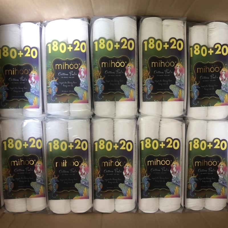 Bông tẩy trang Mihoo Hàn quốc gói 200 Miếng - Bông mềm mịn như mây