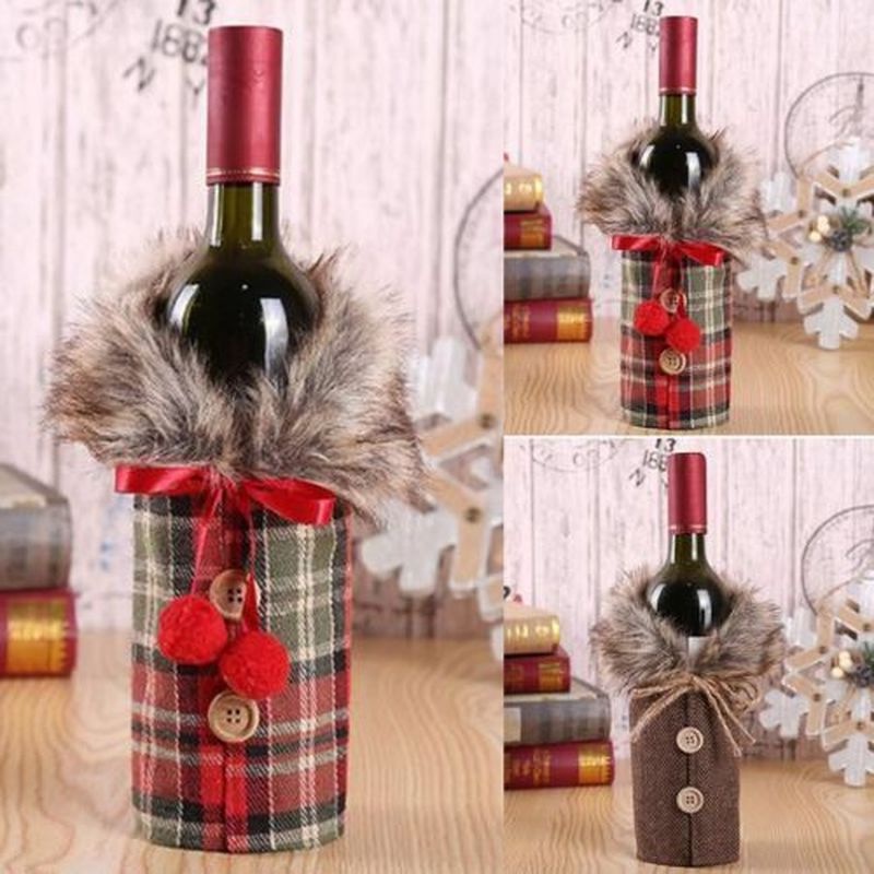 Vỏ bọc chai rượu vang chống bụi hình ông già Noel độc đáo dùng trang trí bàn ăn