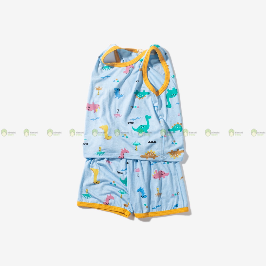 Đồ Bộ Bé Gái, Bé Trai Minky Mom Vải Thun Lạnh Hoạ Tiết Ô Tô Cổ Viền, Bộ Ba Lỗ Cho Bé Mặc Hè MKM3LO2211