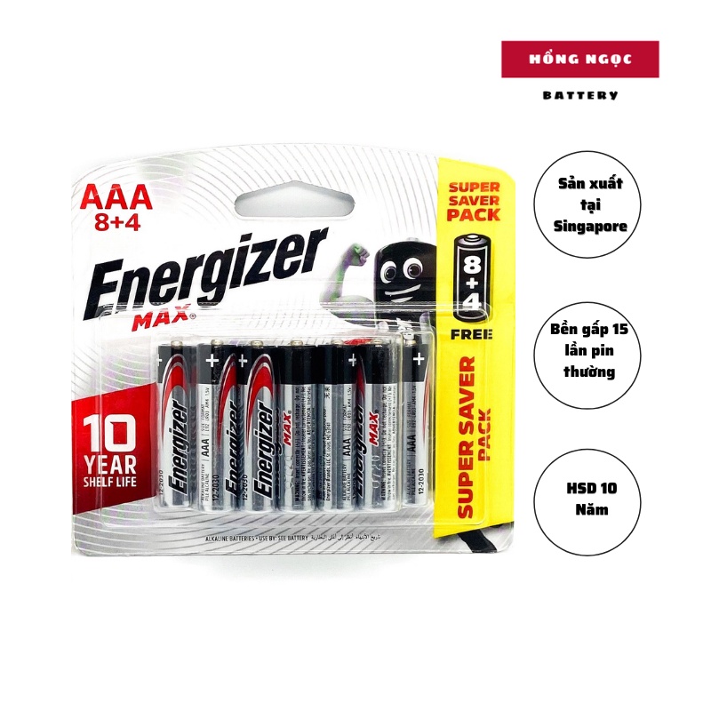 Pin Energizer AA/AAA 1,5 V Siêu Bền , Không chảy nước - Hàng Chính hãng