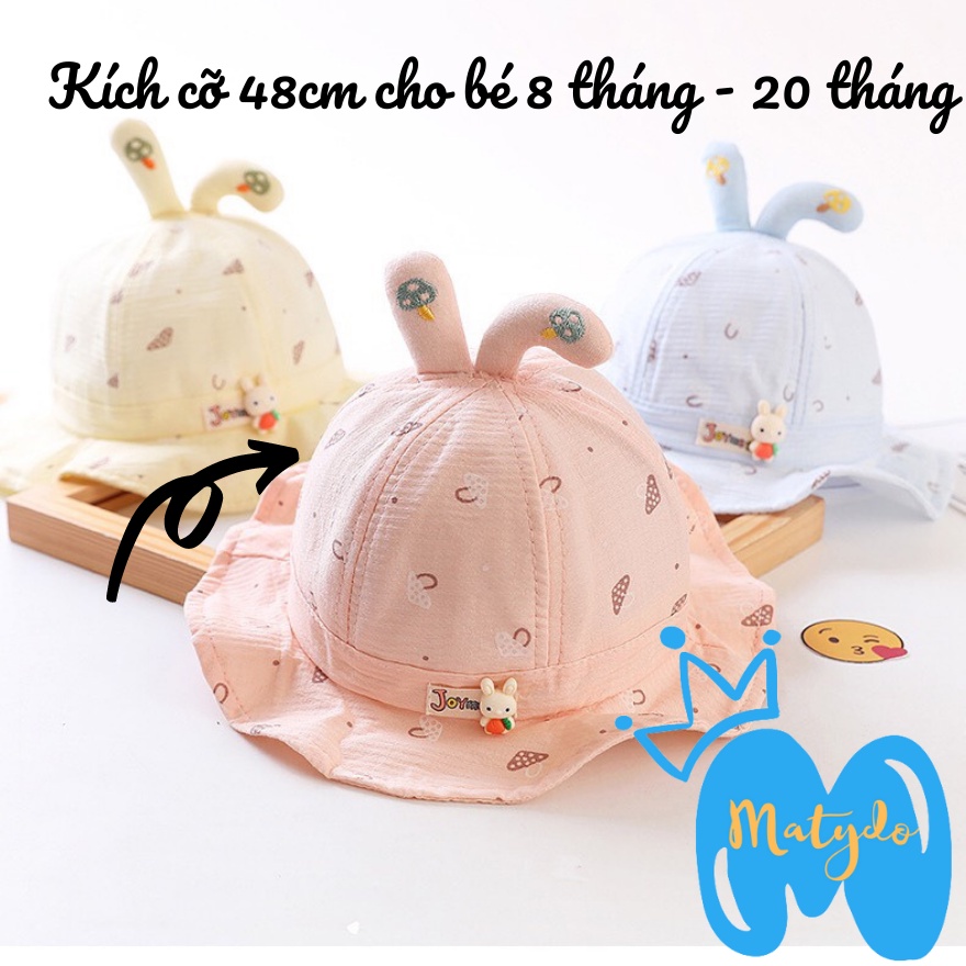 Mũ trẻ em cho bé trai bé gái vành hình thỏ nơ có dây giữ phụ kiện nón MU011