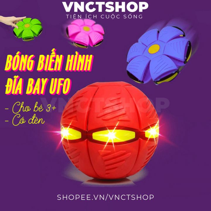 Bóng biến hình đĩa bay UFO cho bé đồ chơi quả bóng ma thuật có đèn