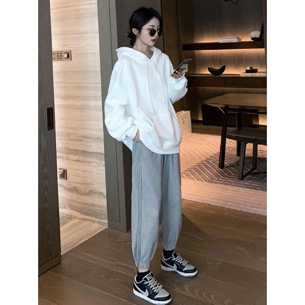 Áo Khoác Hoodie Nữ Trơn Dáng Oversize Chất Nỉ Bông Siêu Ấm Phong Cách Hàn Quốc | BigBuy360 - bigbuy360.vn