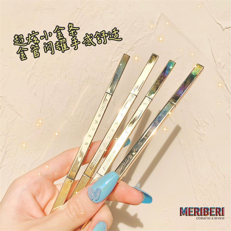 Chì kẻ mày Xixi vỏ mạ vàng, ngòi mảnh, 2 đầu tiện lợi - 4 màu tự nhiên: Đầu chì & Cọ tán [Có sẵn - Giao nhanh] | BigBuy360 - bigbuy360.vn