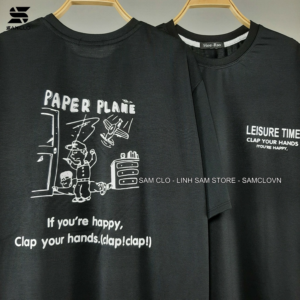 Áo thun nữ tay lỡ SAM CLO freesize phông form rộng dáng Unisex, mặc lớp, nhóm, couple in chữ LEISURE TIME PAPER LANE